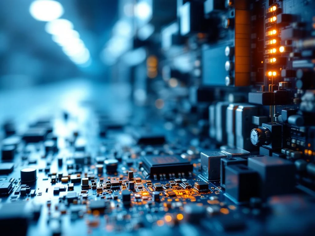 Korrodierte Leiterplatten im Vordergrund, geschützte Elektronik im Hintergrund zeigen Luftfiltration für Industrieschutz