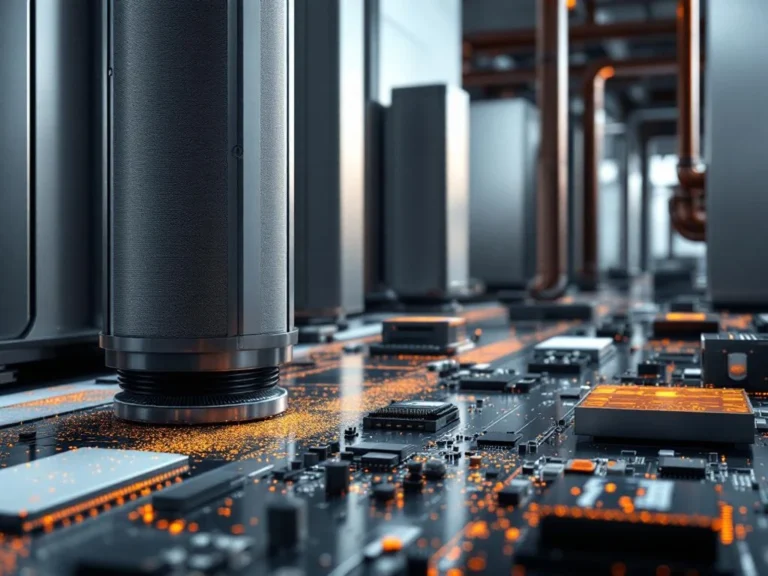 Elektronikplatinen mit Korrosionsspuren in moderner Produktionsanlage mit Luftfiltersystemen und industrieller Beleuchtung