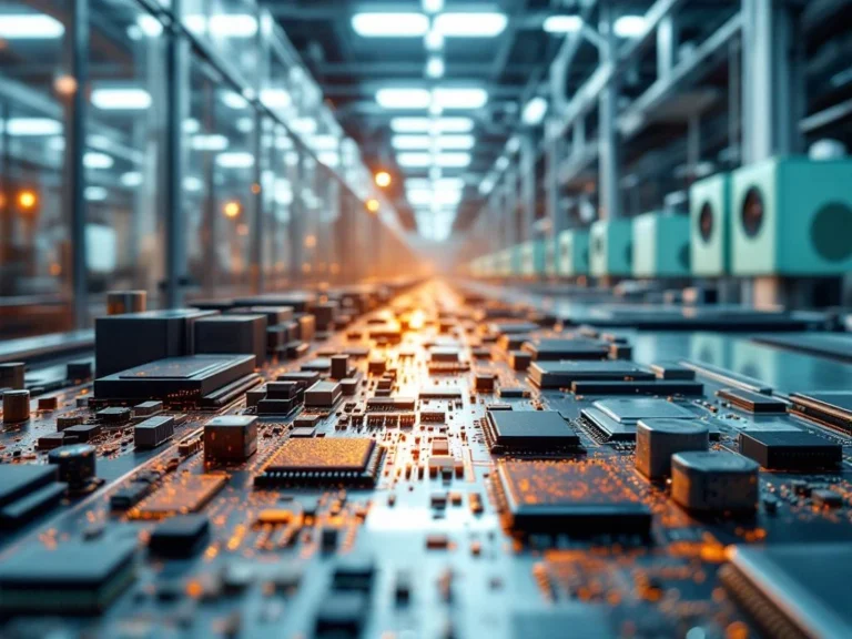 Elektronikproduktion mit Korrosionsschäden durch Feuchtigkeit auf Leiterplatten und Metallkomponenten in Industrieanlage