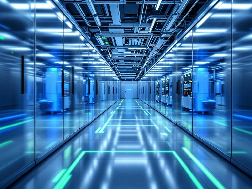 Industrielle Elektronik-Steuerungsanlage mit Schutzschichten auf Metallpanelen und Leiterplatten in moderner Produktionsstätte